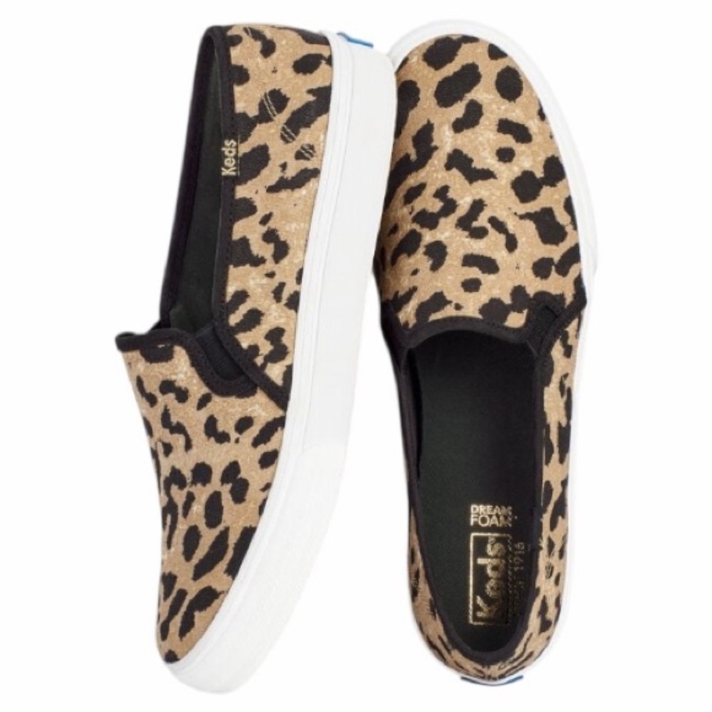 KEDS Women's Leopard Canvas Slip-On Sneakers, Size 10